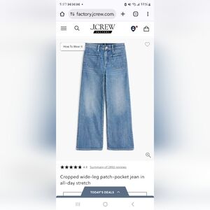 J Crew Patch Pocket Jean Sz 33 Cropped/Short Length